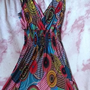 Silky Rainbow Pattern Sun Dress